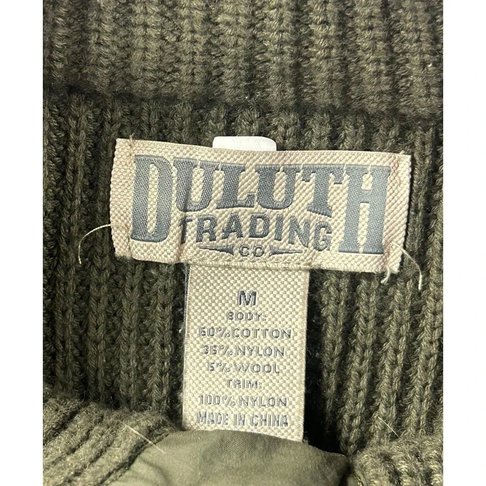 Duluth Trading Company Men’s Olive and Tan Elbow Patches Sweater Medium
